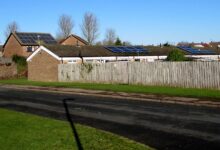 Solar panels installed on the rooftop of a residential building