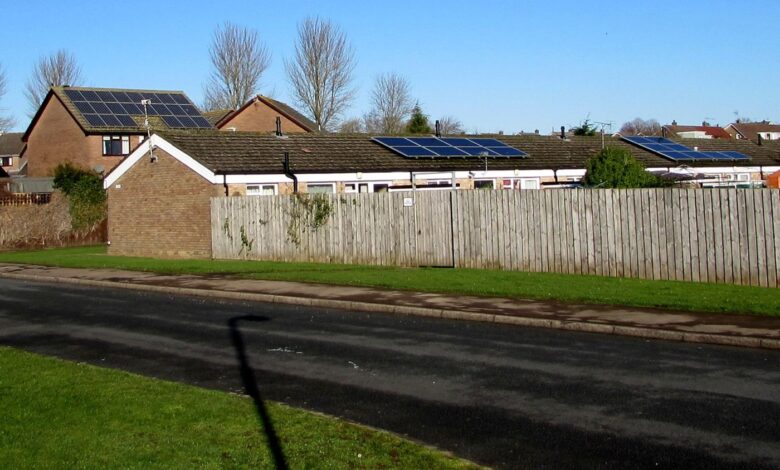 Solar panels installed on the rooftop of a residential building
